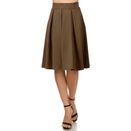 Simlu A Line Midi Skirt Flared and Pleated Midi Skirt for Women - Made in