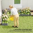 thumbnail image 4 of Outsunny L-Shaped Raised Garden Bed Galvanized Steel Planter Box Light Grey, 4 of 10