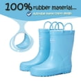 thumbnail image 2 of Kushyshoo Blue Matte Kids Rain Boots for Girls Toddler Waterproof Rubber with Easy-On Handles Size B6, 2 of 6