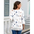 thumbnail image 3 of Zeagoo Women's Blouse 3/4 Length Sleeve V Neck Dressy Floral Tunic Top Soft Lightweight Summer Tees Business Casual Work Tops, 3 of 7