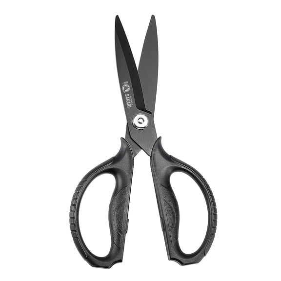 MITSUMOTO SAKARI Kitchen Scissors Heavy Duty, Black Titanium Plated Kitchen Shears
