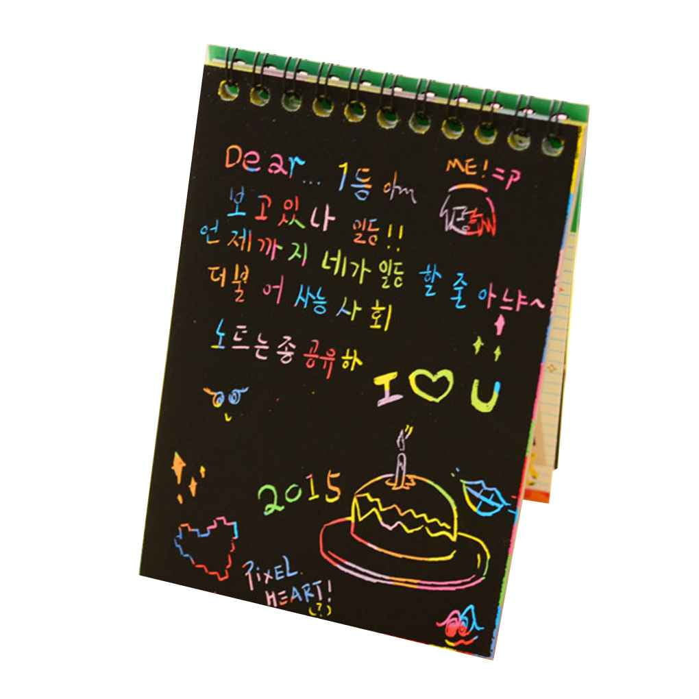 10 Pages/1 Book Colorful Dazzle Scratch Note Sketchbook Paper Graffiti DIY Coils Drawing Book Color Random