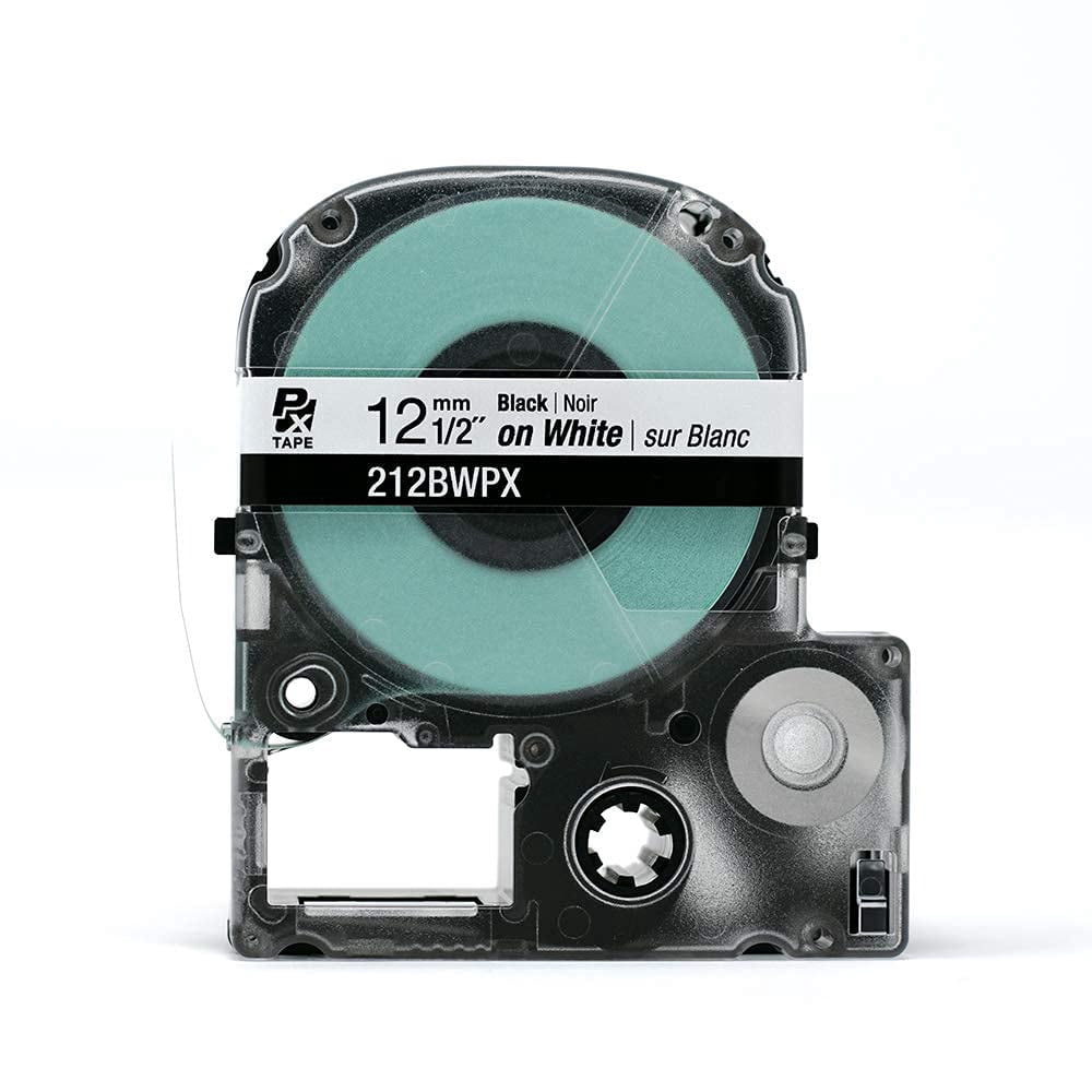 Epson LABELWORKS 212BWPX - Black on White PET Label Maker Tape - 1/2" (12MM) Wide, 30 ft