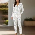 thumbnail image 2 of MEICHEN Pajamas for Women Set Women Casual Lapel Button Print Two Piece Long Sleeve Pajamas Pajamas Suit Womens Sleepwear, 2 of 4