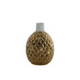 thumbnail image 1 of Urban Trends Collection 34259 Ceramic Round Vase with Short White Banded Rimmed Neck Engraved Diamond Pattern Design Body & Tapered Bottom, Gold, 1 of 1