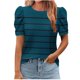 thumbnail image 2 of Karight Womens Short Sleeve Tops Dressy Casual Summer Shirts Puff Sleeve Classic Polka Dot Blouse Trendy Tunic Floral Tees, 2 of 5