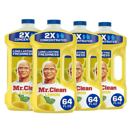 4 Pack Mr Clean 64 Ounce Multi Purpose Floor Cleaner, Lemon