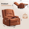 thumbnail image 3 of JONPONY Heated Manual Massage Recliner with 360° Swivel Rocker, Comfy Single Sofa with Side Pockets and Cup Holders for Living Room, Bedroom, and Home Theater, Brown, 3 of 10