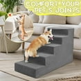 thumbnail image 4 of Dog Stairs for Small Dog and Cats,23”H Non-Slip Bottom Pet Steps for High Beds and Couch,High-Density Foam Pet Stairs Grey,5 Steps, 4 of 7
