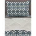 thumbnail image 3 of Vintage Comforter & Sham Bedding Set, Old Motifs with Star Shaped Flowers with Diamond Design on Crosse Geometry, 3 pcs Duvet Set Microfiber Filling Quilt, 5 Sizes, Dark Teal Eggshell, by Ambesonne, 3 of 4