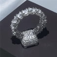 thumbnail image 3 of HeartsAndYou 5ct Princess Moissanite Ice Gatsby Cocktail Engagement Ring for Women 18k White Gold over Silver, 3 of 9