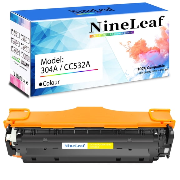 NineLeaf High Capacity Compatible Toner Cartridge Replacement for HP304A CC532A work for Color Laser Jet CM2320n CP2025dn CM2320nf CP2025n Printer (Yellow,1 Pack)