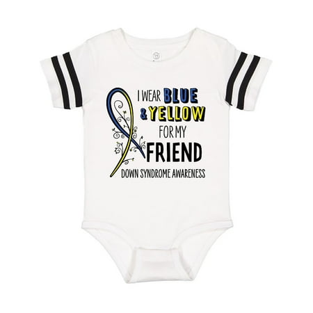 

Inktastic I Wear Blue and Yellow for my Friend- Down Syndrome awareness Gift Baby Boy or Baby Girl Bodysuit