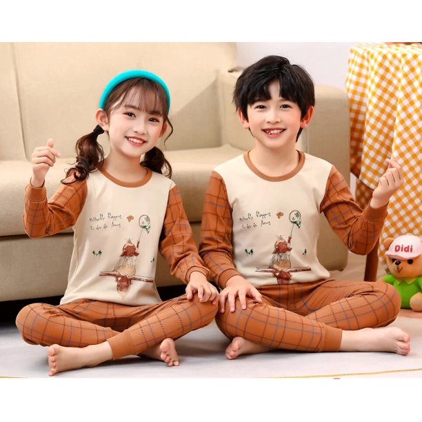 Conjunto de pijamas de Navidad para niños, ropa de dormir para niños, pijamas para el hogar, ropa de dibujos animados para niñas, traje de pijamas para niños, ropa de dormir de algodón de 2-14T