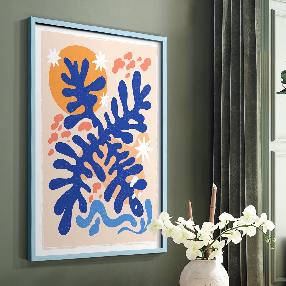 Matisse CCCLXVI in Blue Solid Wood 11 x 14 Framed Print