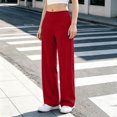 thumbnail image 5 of hoksml Women's Straight Leg Pants V Waist Wide Waistband Casual Pants with Pockets, 5 of 8