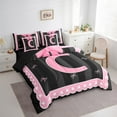 thumbnail image 3 of Manfei Initial Letter C Bedding Sets Twin Size,Cute Bowtie Comforter Sets with Sheets,Pink Black Bed in a Bag Twin Size For Girls,Breathable Bedroom Decoration Reversible,7-Piece, 3 of 7