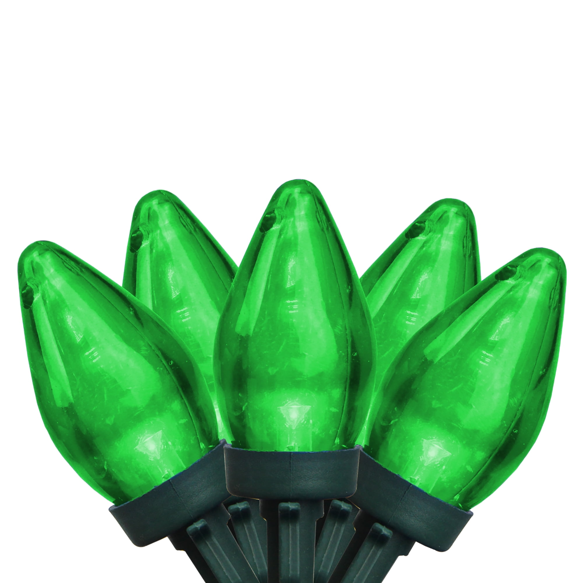 Brite Star 50ct Transparent LED C7 Christmas Lights Green 16.3' Green Wire