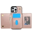 thumbnail image 2 of for iPhone 16 Pro Max Case, PU Leather Crossbody Wallet Case with Card Holder, Kickstand, Magnetic Clasp Folio Zipper Purse, Adjustable Removable Strap, Protective Back Cover, Rosegold, 2 of 11