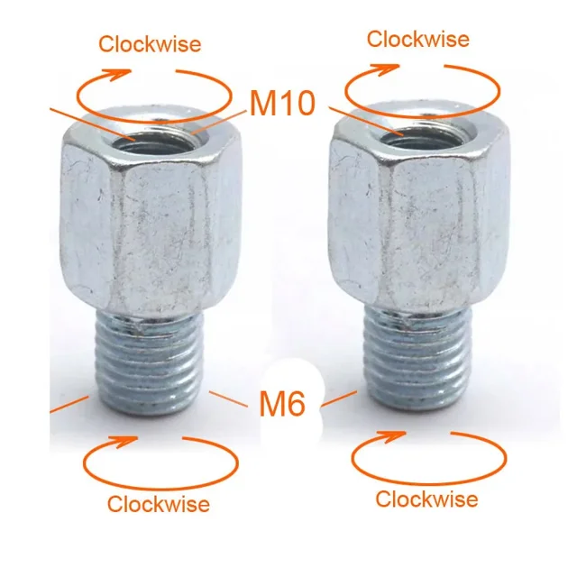 2pcs Scooter Motorcycle Rear Mirror Adapters M10 10MM M8 8MM 6MM Clockwise Anti-clockwise Right Left hand thread Changing Screw