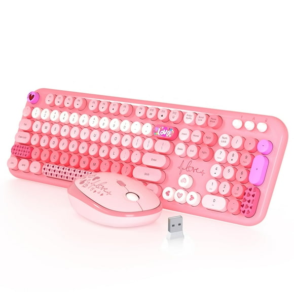 Teclado y ratón inalámbricos MOFII 104 teclas redondas rosa