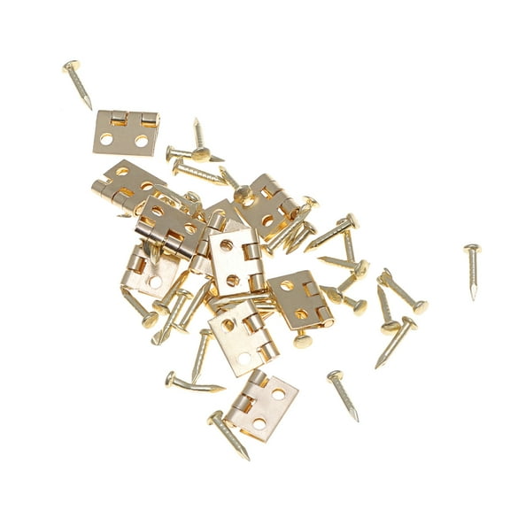 12pcs 1/12 mini house Miniature Furniture Cabinet Closet Mini Hinges with 48pcs Screws (Golden)