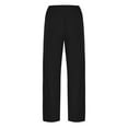 thumbnail image 3 of WREESH Womens Cotton Linen Pants Casual High Waist Loose Pocket Straight Buttons Long Pants Black, 3 of 6