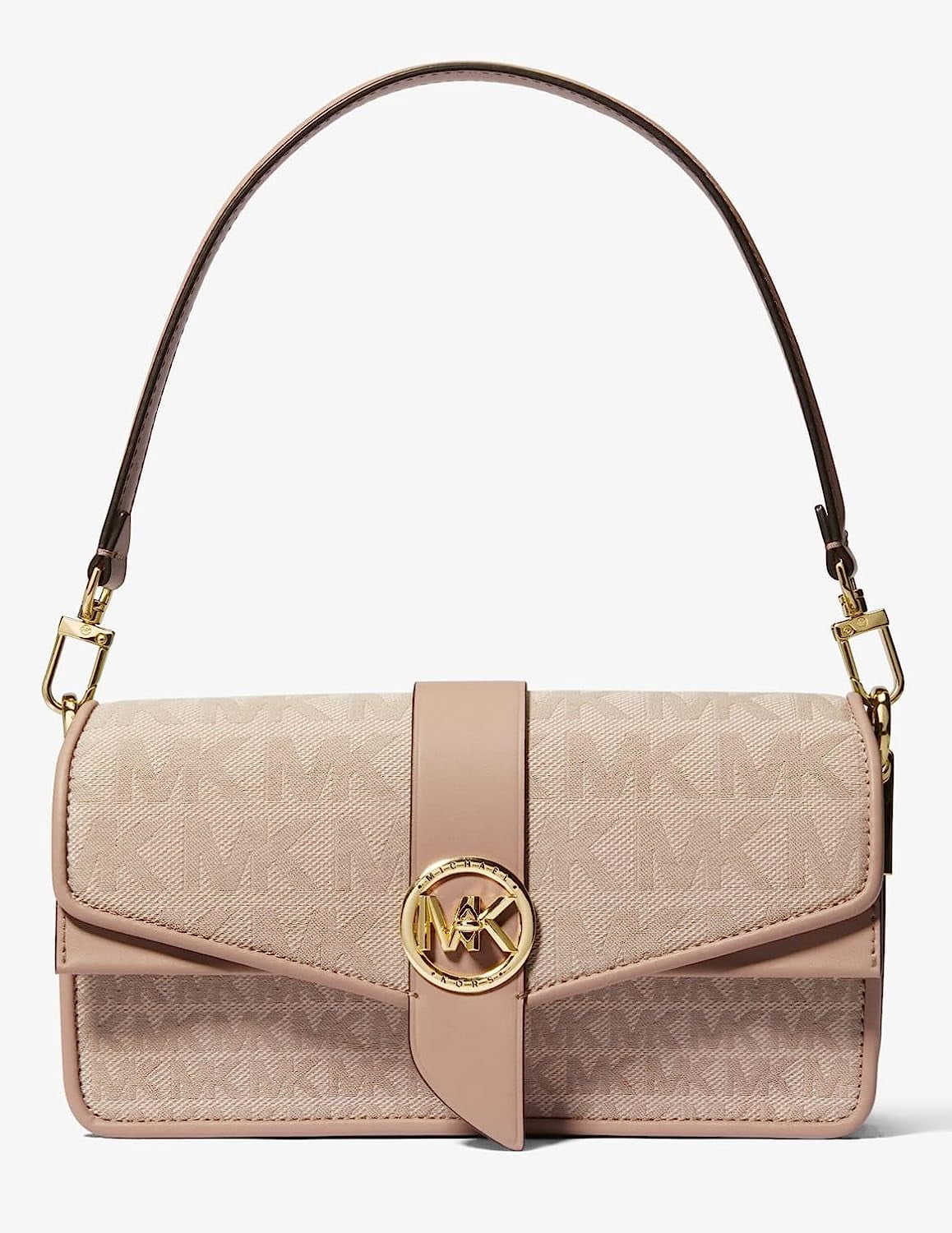 Michael Kors Greenwich Medium Logo Jacquard Shoulder Bag - Fawn