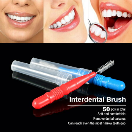 50pcs Interdental Brush Floss Head Tooth Pick Tool Between Teeth Brush Professional Dental Cleaning (Best Interdental Brushes Review)