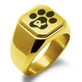 thumbnail image 1 of Stainless Steel Letter R Initial Cat Dog Paws Monogram Engraved Engraved Square Flat Top Biker Style Polished Signet Ring, 1 of 1