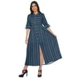 thumbnail image 1 of Moomaya Kurtis Imprimés à Fente Frontale en Ligne A pour Femmes, Manches Courtes, Kurta d'Été, 1 of 5