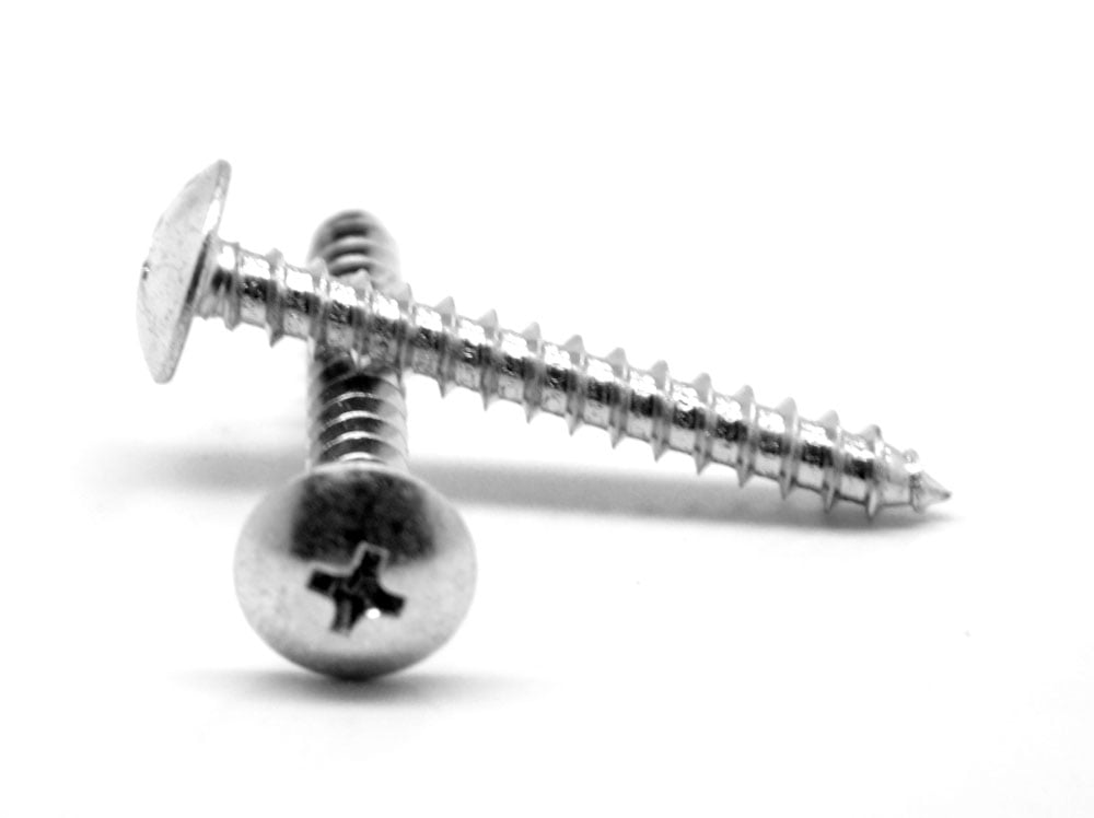 Plain Finish Phillips Drive Type AB 18-8 Stainless Steel Sheet Metal Screw #8-18 Thread Size 2 Length Pack of 25 Truss Head