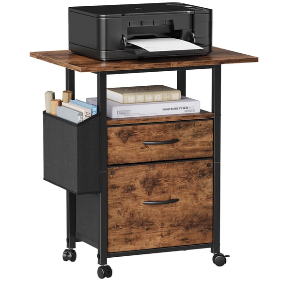 Archivador GYIIYUO con 2 cajones y escritorio extendido de 60 cm, color marrón claro