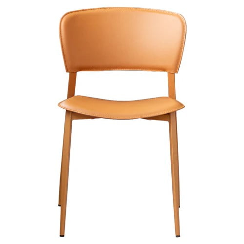 Silla Siena Naranja Claro Vinipiel Metal Interior Moderna