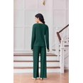 thumbnail image 3 of Ekouaer Lounge Sets for Women Comfy Ribbed Knit Pajamas Fall Long Sleeve Sleepwear 2 Piece Casual Loungewear, 3 of 6