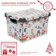 Simplify 7.48 Gallon Woodland Winter Design Storage Tote Bin