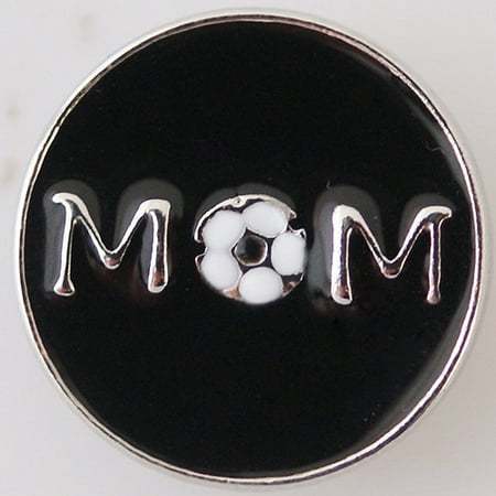 Sports Mom Charm - 1 PC 18MM Soccer Mom Ball Sports Silver Candy Snap Charm KB8068 CC0338