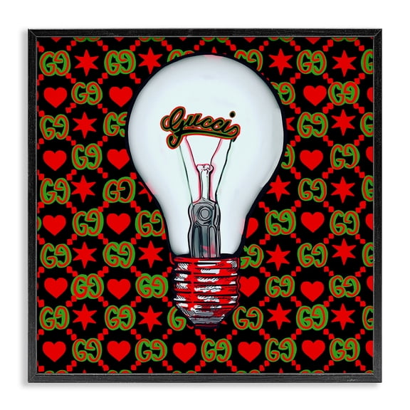 Stupell Industries Glam Glam Brand Lightbulb Pattern Black Framed Giclee Art, 17 x 17, by Amelia Noyes