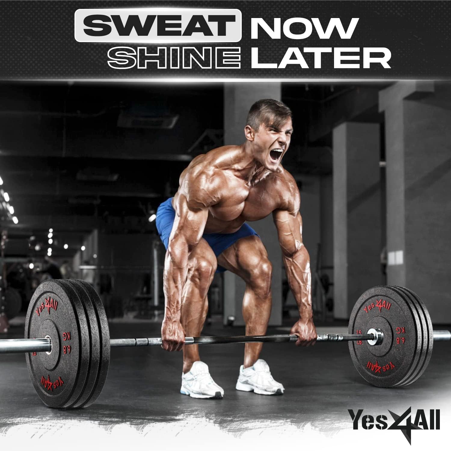Yes4All 2-Inch Bumper Plate, Olympic Weight Plates for Weightlifting & Strength Training - 15 LBS (Single)