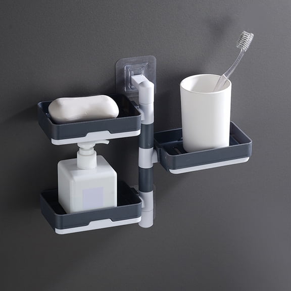 RXMEKW Kitchen Soap Dispenser 4-Layer Self-Adhesive Wall-Mounted Rotating Soap Dish Suitable for Bathroom and Kitchen