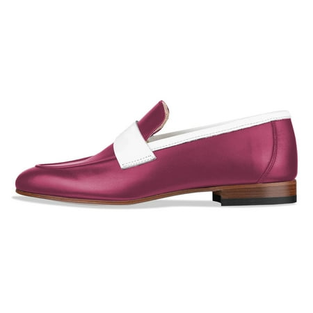 YDN Women Business Strap Loafers Round Closed Toe Slip On Flats Pumps Block Low Heels Office Daily Dressy Shoes Size 9.5 Deep Pink