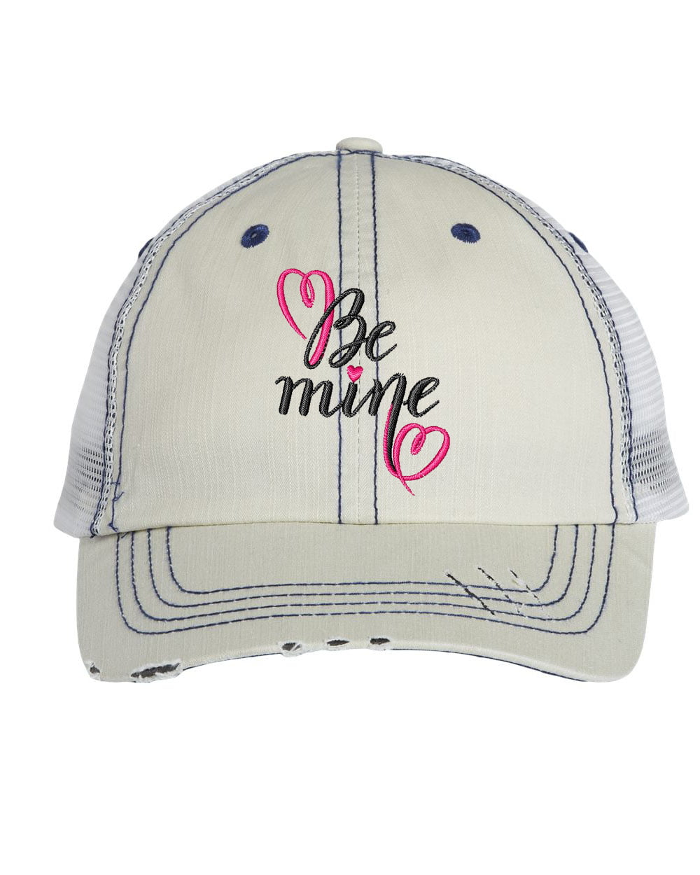 Go All Out Adult Hubby Embroidered Distressed Trucker Cap 