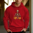 thumbnail image 2 of Men's 330g 100% Cotton Pattern Terry Dropped Shoulder Hoodie-Pumpkin Arm Skull, 2 of 15