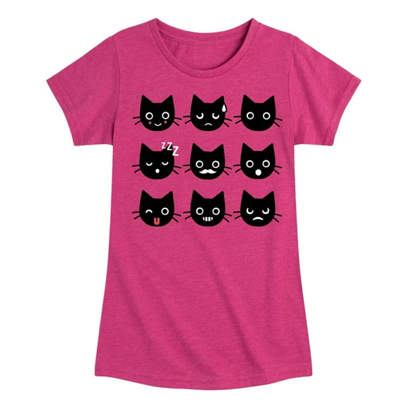 Instant Message - Black Cat Emotions - Youth Girls Short Sleeve T-shirt