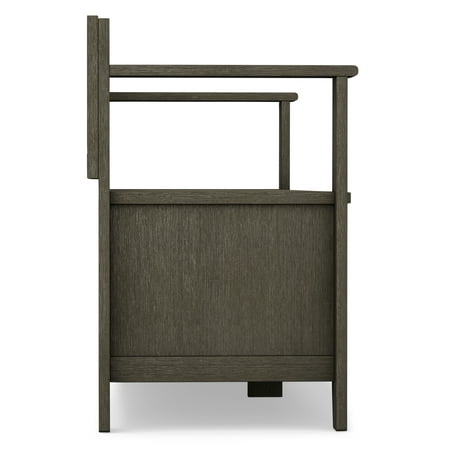 Simpli Home - Amherst Transitional MDF and Plywood Storage Bench with Backrest - Farmhouse Gray