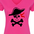 thumbnail image 4 of Inktastic Pirate Skull and Cross Bones Women's V-Neck T-Shirt, 4 of 5