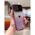thumbnail image 2 of Compatible with iPhone 15 Pro Max 5g Gradient Glitter Heart Phone Case [Full Camera Lens Protector],Luxury Plating Slim Clear Cover with Side Pattern,Soft Shockproof Protective Bumper (Purple), 2 of 6