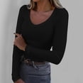 thumbnail image 2 of PMVFHDE Womens Tops Square Neck Long Sleeve Slim Fit Basic Shirt Ribbed Thermal Undershirt Tee Casual, 2 of 6