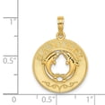 thumbnail image 2 of 14k Gold Sanibel Round Frame With Dolphins In Center Charm 25.9x19.2mm Wide 2.2mm Thick Pendant Necklace for Women, 2 of 2