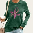 thumbnail image 4 of Breast Cancer Sweatshirts Womens Vintage Loose Fit Casual Pullover Crew Neck Sweatshirt Long Sleeve Tops (S, Green), 4 of 5